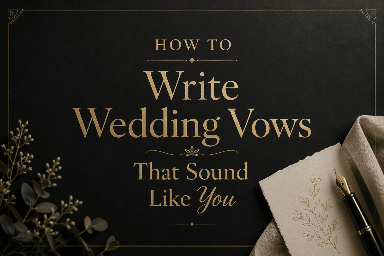 Couple holding handwritten wedding vows and smiling during an intimate ceremony